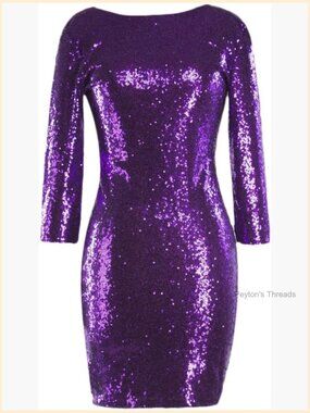 Glitter Sequin V Neck Long Sleeve Bodycon Mini Party Dress